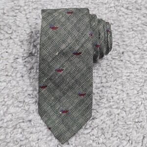 Polo Ralph Lauren Mens Tie Silk Linen Duck‎ Motif Green Preppy Classic Office